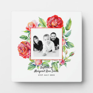 Parents Photo BAPTISM Keepsake Gift - Red Roses Plaque