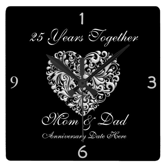 Parents Silver 25th Anniversary Gift Wall Clock Zazzle Co Uk