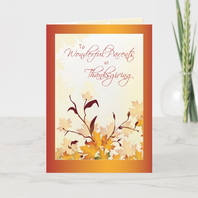 Parents Thanksgiving Red Leaves Holiday Card (Front)