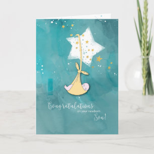 Parents to a Son, Congratulations, Baby in Stars Card