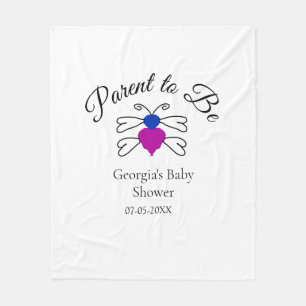 Parents to be blue pink baby shower honey bee text fleece blanket
