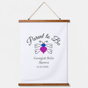 Parents to be blue pink baby shower honey bee text hanging tapestry