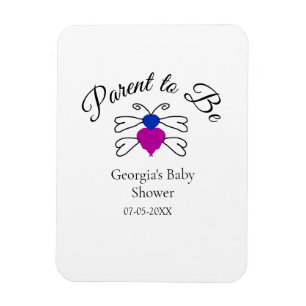 Parents to be blue pink baby shower honey bee text magnet