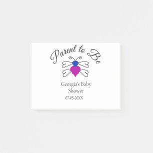 Parents to be blue pink baby shower honey bee text post-it notes