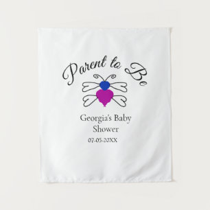 Parents to be blue pink baby shower honey bee text tapestry
