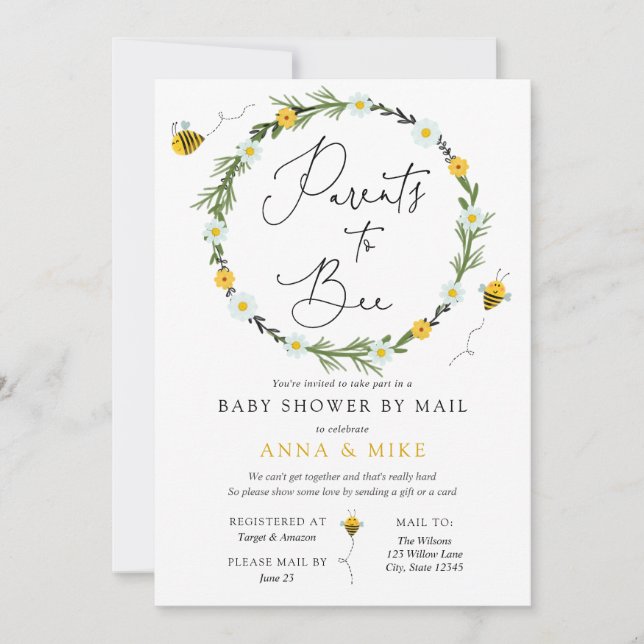 Parents to Bee Baby Shower by Mail invitation (Front)