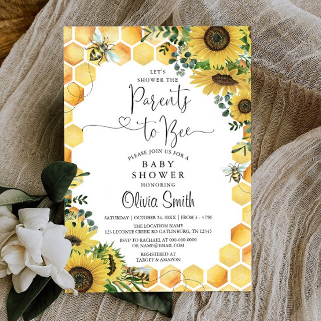 Parents to Bee Gender Neutral Baby Shower Invitation (Creator Uploaded)