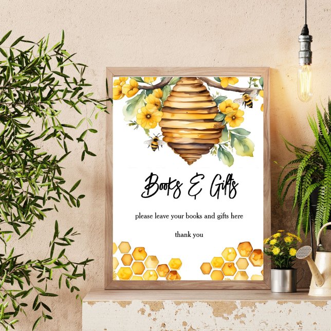 Parents to bee honey bee baby shower gifts sign (Parents to bee honey bee baby shower books and gifts table sign personalized decor)