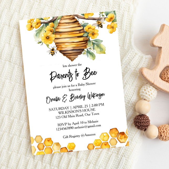 Parents to bee spring bee baby shower template (Parents to bee spring bee baby shower editable template invitation digital download bee hive yellow)