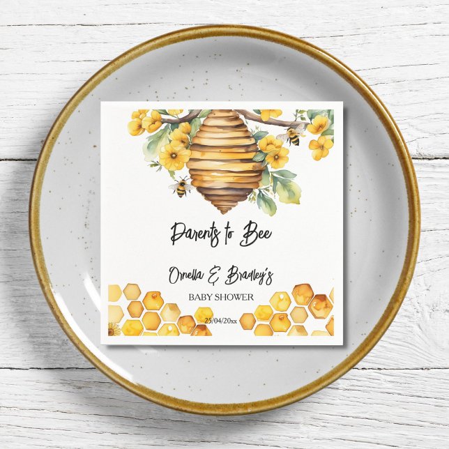 Parents to bee spring bee baby shower template napkin (Parents to bee spring honey bee baby shower template napkins personalized tableware decor beehive)