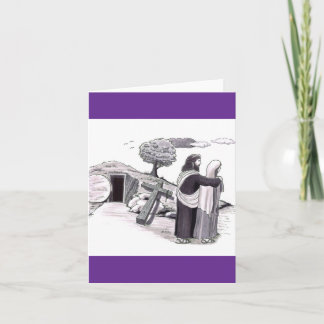 Parents Walking Past Tomb Where Son is and Crucifi Card