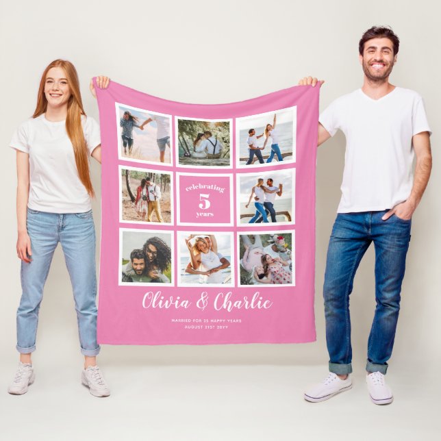 Parents Wedding Anniversary PHOTO Custom Branded   Fleece Blanket (In Situ)
