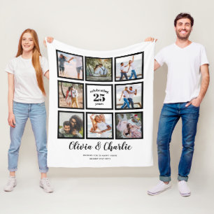Parents Wedding Anniversary PHOTO Custom Branded Fleece Blanket