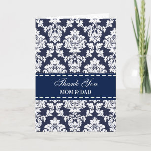 Parents Wedding Day Damask Thank You Card