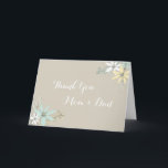 Parents Wedding Day Thank You Rustic Spring Floral Card<br><div class="desc">Thank you card for the parents of the bride or groom on your wedding day. Rustic and chic spring flowers illustration in grey,  yellow,  sky blue and white,  the perfect way to thank your parents for all their support on your wedding day.</div>