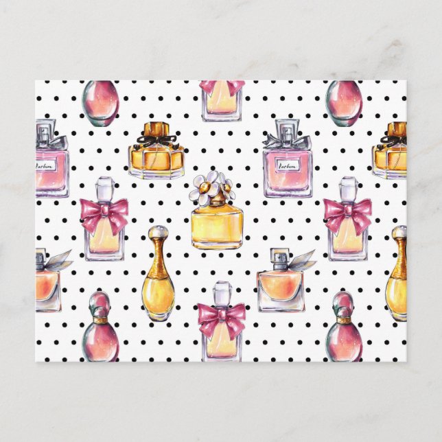 Parfum Bottle Pattern Holiday Postcard (Front)