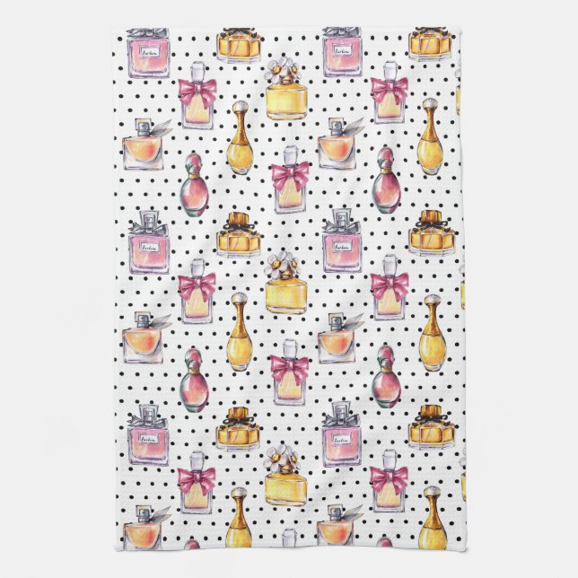 Parfum Bottle Pattern Tea Towel (Vertical)