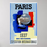 Paris 1937 ~ Exposition Internationale Poster<br><div class="desc">Vintage Art Deco travel poster promoting the 1937 Exposition Internationale in Paris,  France.</div>