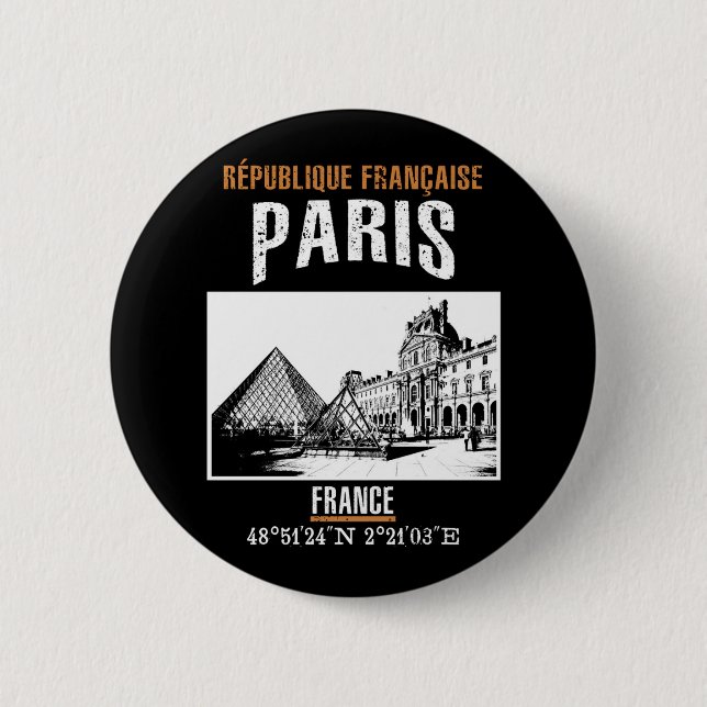 Paris 6 Cm Round Badge (Front)
