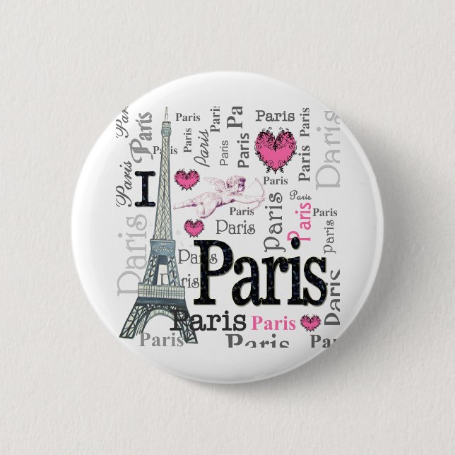 Paris 6 Cm Round Badge (Front)