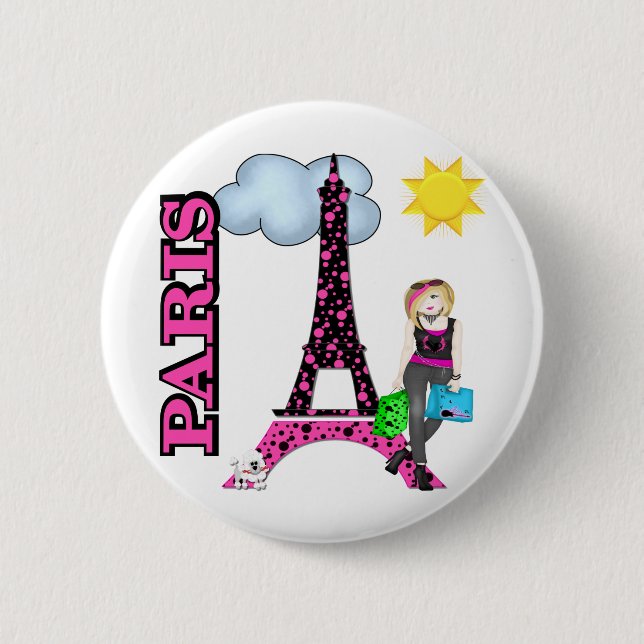 Paris 6 Cm Round Badge (Front)