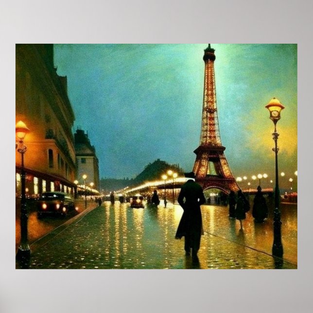 Paris a wet night interior designer poster (Front)