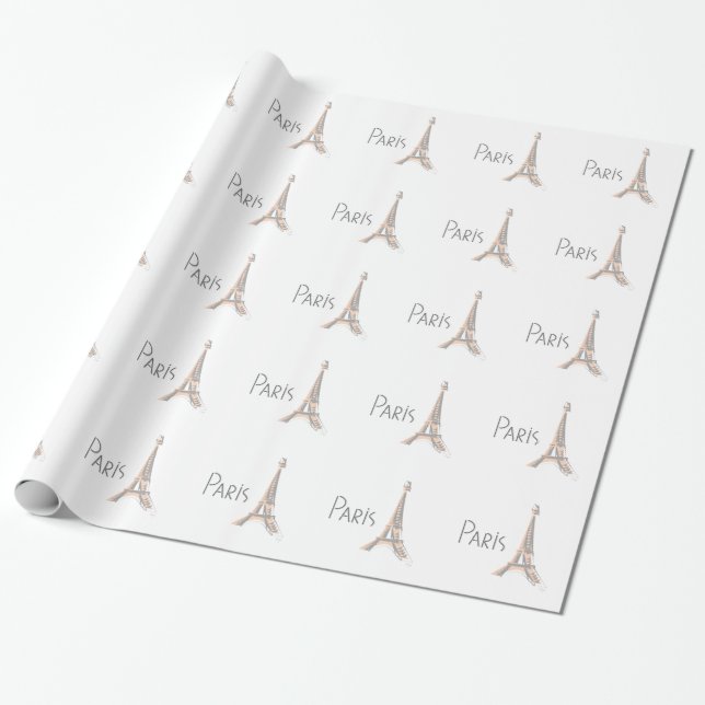 PARIS Abstract Grey Eiffel Tower Wrapping Paper (Unrolled)