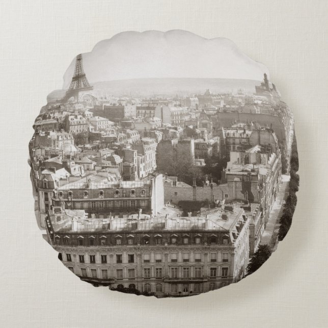 Paris: Aerial View, 1900 Round Cushion (Front)