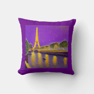 Paris Along the Seine Under the Stars Cushion