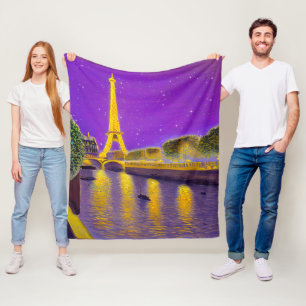 Paris Along the Seine Under the Stars Fleece Blanket