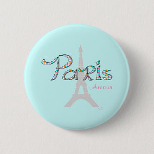 PARIS Amour with Eiffel Tower 6 Cm Round Badge