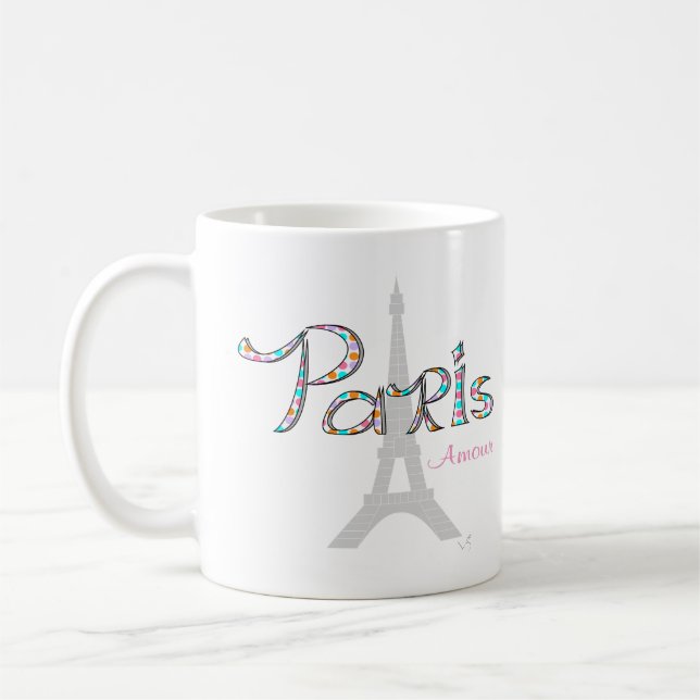 PARIS Amour with Eiffel Tower Coffee Mug (Left)
