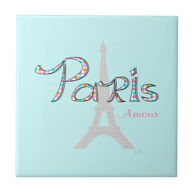 PARIS Amour with Eiffel Tower Tile (Front)