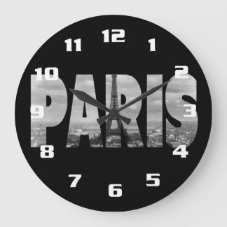 Paris and Eiffel Tower Large Clock