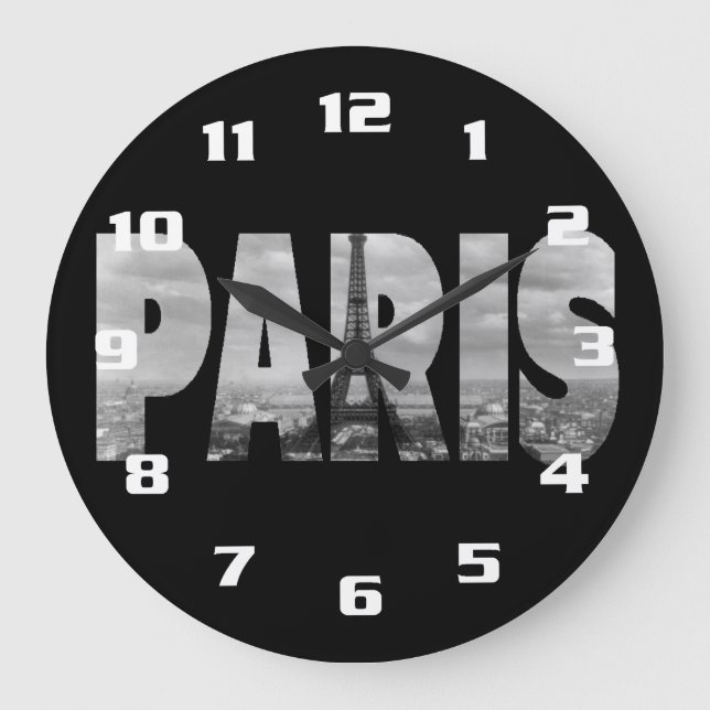Paris and Eiffel Tower Large Clock (Front)
