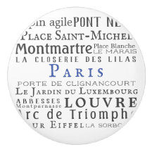 Paris and its landmarks ceramic knob