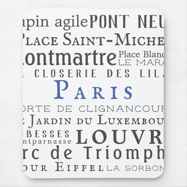 Paris and its landmarks mouse mat (Front)
