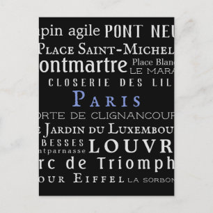 Paris and its landmarks postcard