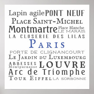 Paris and its landmarks poster