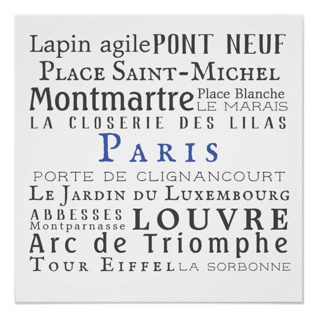 Paris and its landmarks poster (Front)