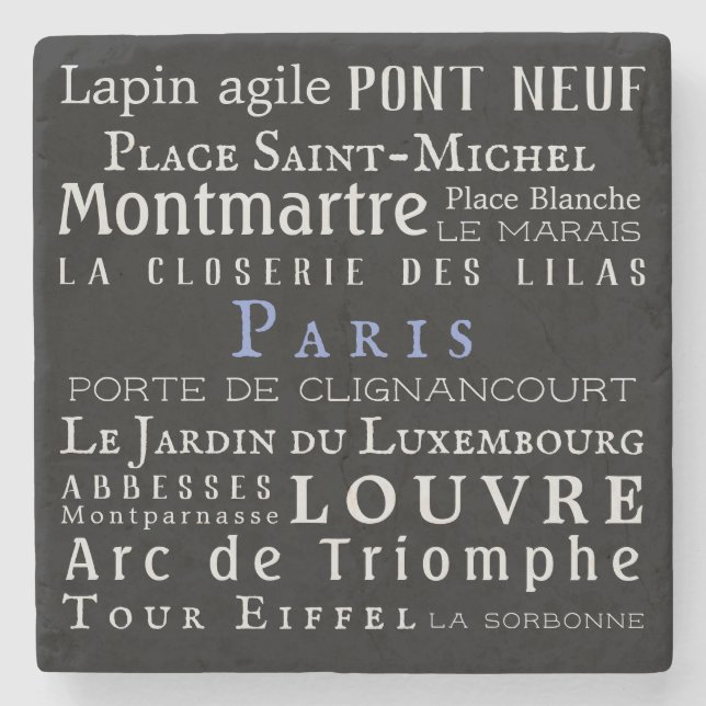 Paris and its landmarks stone coaster (Front)