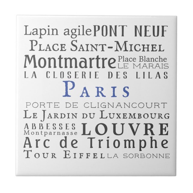 Paris and its landmarks tile (Front)