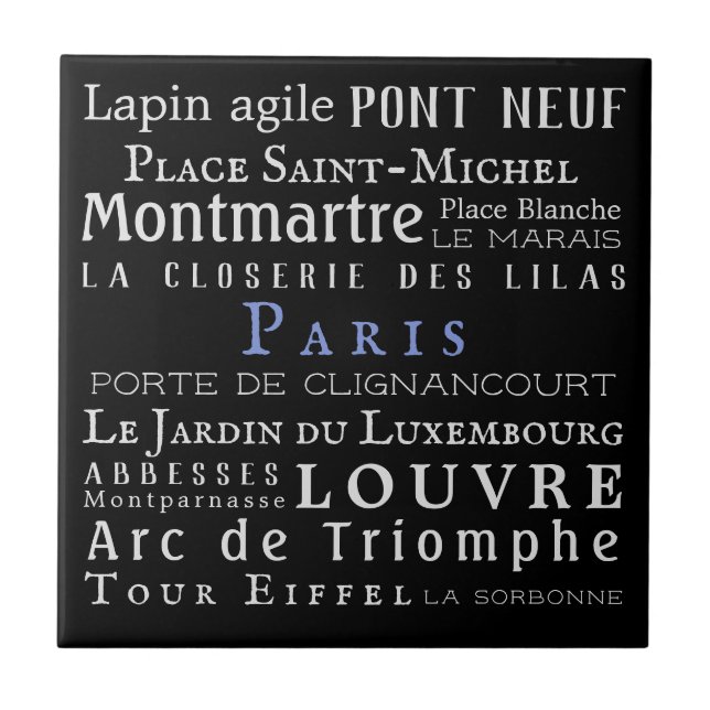 Paris and its landmarks tile (Front)