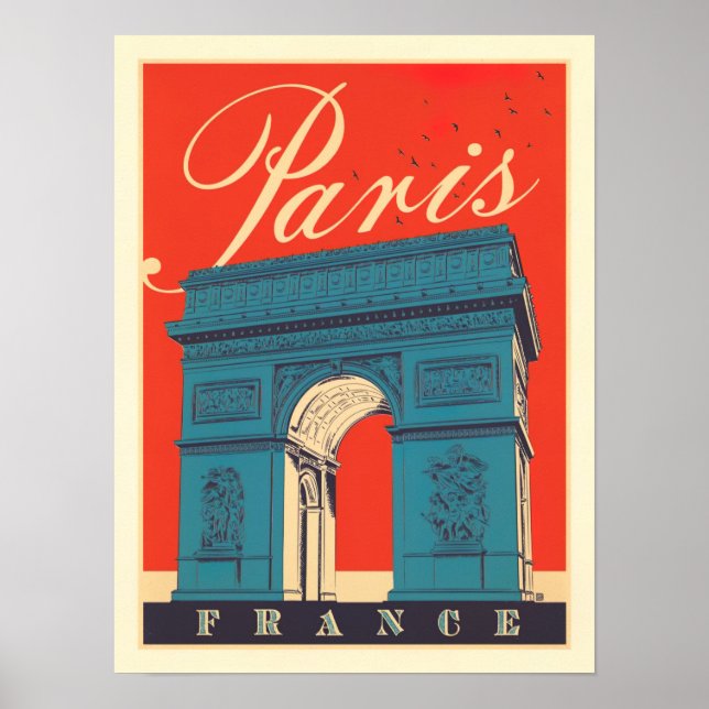 Paris Arc de Triomphe France vintage travel Poster (Front)