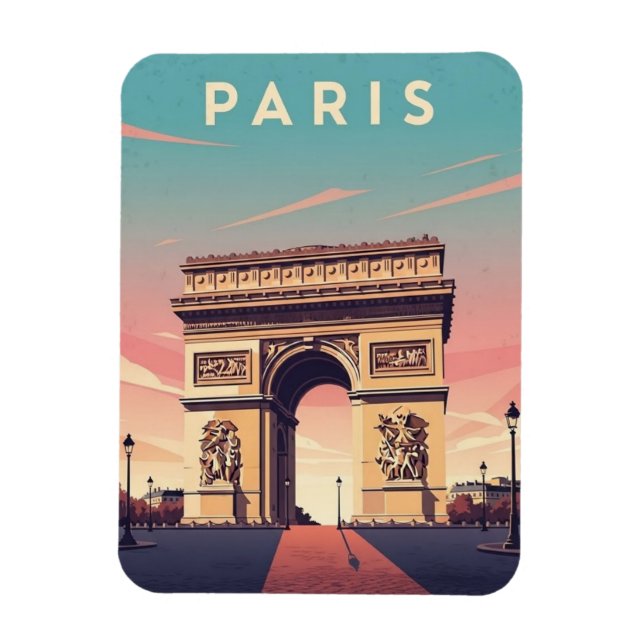 Paris Arc de Triomphe Postcard Magnet (Vertical)