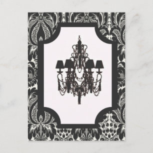 Paris art deco damask vintage black chandelier postcard