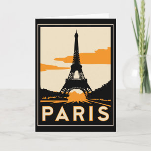 paris art deco retro travel poster card