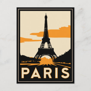 paris art deco retro travel poster postcard