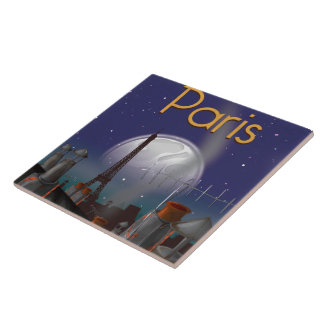 Paris at night tile