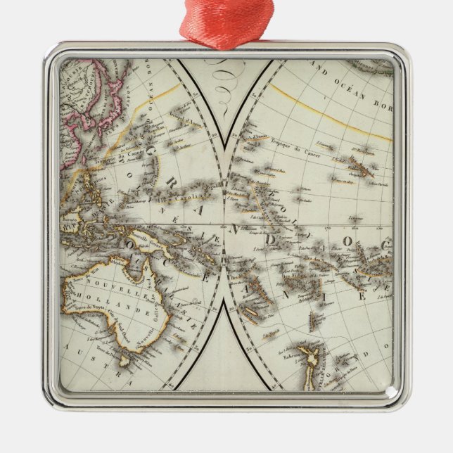 Paris Atlas Map Metal Tree Decoration (Front)